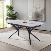 שולחן אוכל אבן קרמית באורך 1.6 מ' נפתח ל- 2.4 מ' עם רגלי ברזל דגם ספיישל