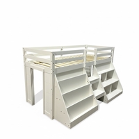 מיטת גלריה לילדים עם מדפים אחסון מזרן וסולם דגם קרין KARIN