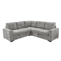 סלון פינתי מודולרי נפתח למיטה זוגית עם ארגז מצעים דגם לאטי LATTI אפור בהיר