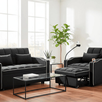 ספה נפתחת למיטה זוגית עם טעינת USB דגם לאציו LAZIO-2 שחור