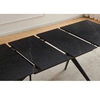 שולחן אוכל נפתח 1.4-2.4 מ' עם רגלי ברזל דגם סנטוריני-שיש שחור