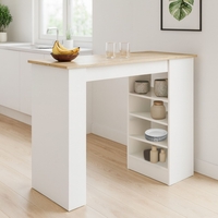 שולחן דלפק למטבח דגם טוקיו TOKYO לבן משולב עץ