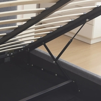 מיטה זוגית מעוצבת בריפוד בד רחיץ עם ארגז מצעים מעץ דגם גלורי אפור