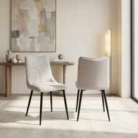 זוג כיסאות מעוצבים לפינת אוכל מרופדים בד רחיץ דגם דקל קפוצינו קרם