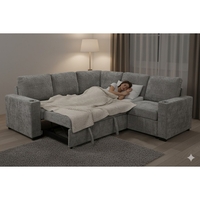 סלון פינתי מודולרי נפתח למיטה זוגית עם ארגז מצעים דגם לאטי LATTI אפור כהה