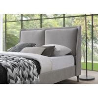 מיטה זוגית מרופדת בד בוקלה דגם כריות אפור