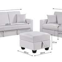 ספה 3+2 כולל ארגז אחסון נפתח למיטה דגם נפטון שמנת