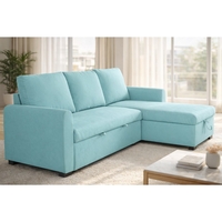 סלון פינתי מודולרי נפתח למיטה כולל ארגז מצעים דגם סלינה SELINA טורקיז