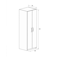 ארון בגדים / שרות 2 דלתות 6 תאי אחסון דגם גילת 6107G לבן