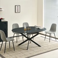 פינת אוכל עגולה נפתחת 120/160 כולל 4 כסאות מבד בוקלה רחיץ דוחה כתמים דגם קלאסיק