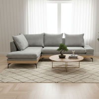 ספה פינתית יוקרתית עם בסיס עץ מלא ופורניר אלון דגם נויה