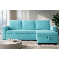 סלון פינתי מודולרי נפתח למיטה כולל ארגז מצעים דגם סלינה SELINA טורקיז