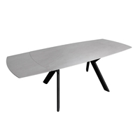 שולחן אוכל אבן קרמית נפתח 1.8-2.6 מ' עם רגלי ברזל דגם גלבוע סהרה