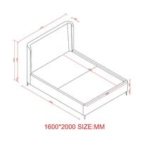 מיטה זוגית מעוצבת ריפוד בד בוקלה עם ארגז מצעים מעץ דגם בובה אפור בהיר