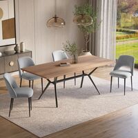 פינת אוכל מעץ איכותי כולל 4 כסאות קטיפה רחיץ דוחה כתמים דגם פופל