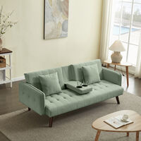 ספה נפתחת למיטה כולל בר כוסות דגם סיקסטיז ירוק