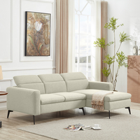 ספה פינתית מודולרית עם ריקליינר ראש מבד אריג רחיץ דוחה כתמים דגם צ’לסי שמנת