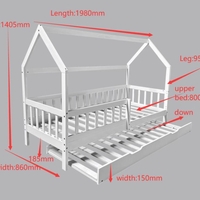 מיטת ילדים בצורת בית כוללת מזרנים מעקה בטיחות ומיטת חבר דגם טדי TEDDY