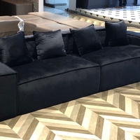 ספת רביצה יוקרתית מבד קטיפה רחיץ דוחה כתמים דגם סטורן שחור