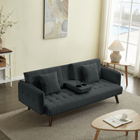 ספה נפתחת למיטה כולל בר כוסות דגם סיקסטיז שחור