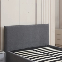 מיטה זוגית מעוצבת בריפוד בד רחיץ עם ארגז מצעים מעץ דגם גלורי אפור