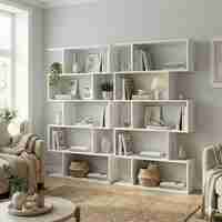 ספריה כוורת זיגזג ברוחב 90 בעיצוב מודרני דגם ורד לבן