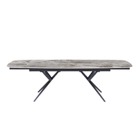 שולחן אוכל אבן קרמית באורך 1.8 מ' נפתח ל- 2.6 מ' עם רגלי ברזל דגם טרנד