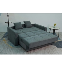 ספה מעוצבת נפתחת למיטה זוגית עם ארגז מצעים בבד קטיפתי דגם מאיה אפור