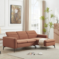 ספה פינתית מודולרית עם ריקליינר ראש מבד אריג רחיץ דוחה כתמים דגם צ’לסי כתום