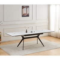 שולחן אוכל נפתח 1.4-2.4 מ' עם רגלי ברזל דגם סנטוריני-לבן