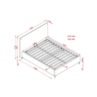 מיטה וחצי למזרן 120×190 מעוצבת בריפוד בד רחיץ עם ארגז מצעים מעץ דגם גלורי אפור