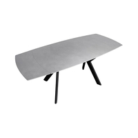 שולחן אוכל אבן קרמית נפתח 1.8-2.6 מ' עם רגלי ברזל דגם גלבוע אבן