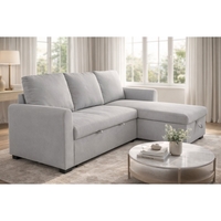 סלון פינתי מודולרי נפתח למיטה כולל ארגז מצעים דגם סלינה SELINA אפור