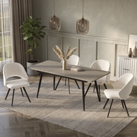 פינת אוכל מעץ איכותי כולל 4 כסאות מבד בוקלה דגם בוליביה