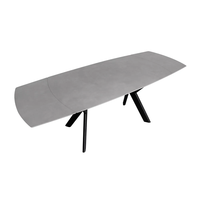 שולחן אוכל אבן קרמית נפתח 1.6-2.4 מ' עם רגלי ברזל דגם גלבוע אבן