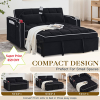 ספה נפתחת למיטה זוגית עם טעינת USB דגם לאציו LAZIO-2 שחור