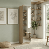 ארון נעליים 13 תאים מעוצב 45×200 עם מראה דגם ריו Rio אלון | מבית WOODY