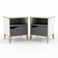 זוג שידות לילה עם מגירה ותא אחסון דגם גיניוס GENIUS