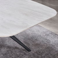 שולחן אוכל אבן קרמית באורך 1.8 מ' נפתח ל- 2.4 מ' עם רגלי ברזל דגם חץ סהרה