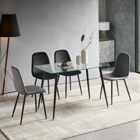 פינת אוכל מלבנית מזכוכית מחוסמת כולל 4 כסאות דגם קמפוס