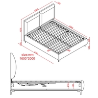 מיטה זוגית מעוצבת ריפוד בד קטיפתי עם ארגז מצעים מעץ דגם מליסה קרם