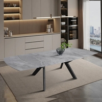 שולחן אוכל אבן קרמית נפתח דגם גפן 140 אפור