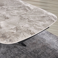 שולחן אוכל אבן קרמית באורך 1.8 מ' נפתח ל- 2.6 מ' עם רגלי ברזל דגם טרנד