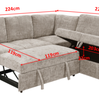 סלון פינתי מודולרי נפתח למיטה זוגית עם ארגז מצעים דגם לאטי LATTI אפור כהה