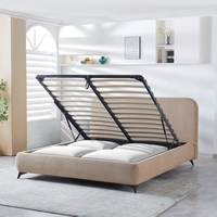 מיטה זוגית למזרן 140*190 כולל ארגז מצעים דגם הולה HOLLE חום בהיר