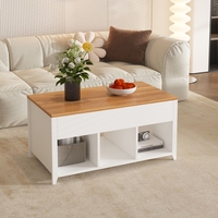 שולחן סלון נפתח דגם פילדלפיה Philadelphia לבן משולב אלון