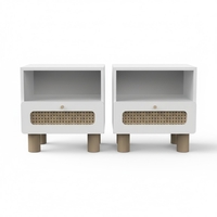 זוג שידות לילה מעץ מלא עם מגירה דגם אוקנה OCHNA