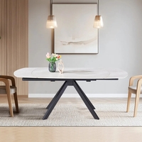 שולחן אוכל אבן קרמית נפתח עם רגלי ברזל דגם טייפון סהרה