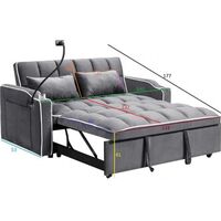 ספה נפתחת למיטה זוגית עם טעינת USB דגם לאציו LAZIO-2 אפור כהה