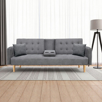 ספה תלת מושבית נפתחת למיטה עם משענת יד פונקציונלית לכוסות וטעינה מובנת דגם מאצו MEZZO אפור